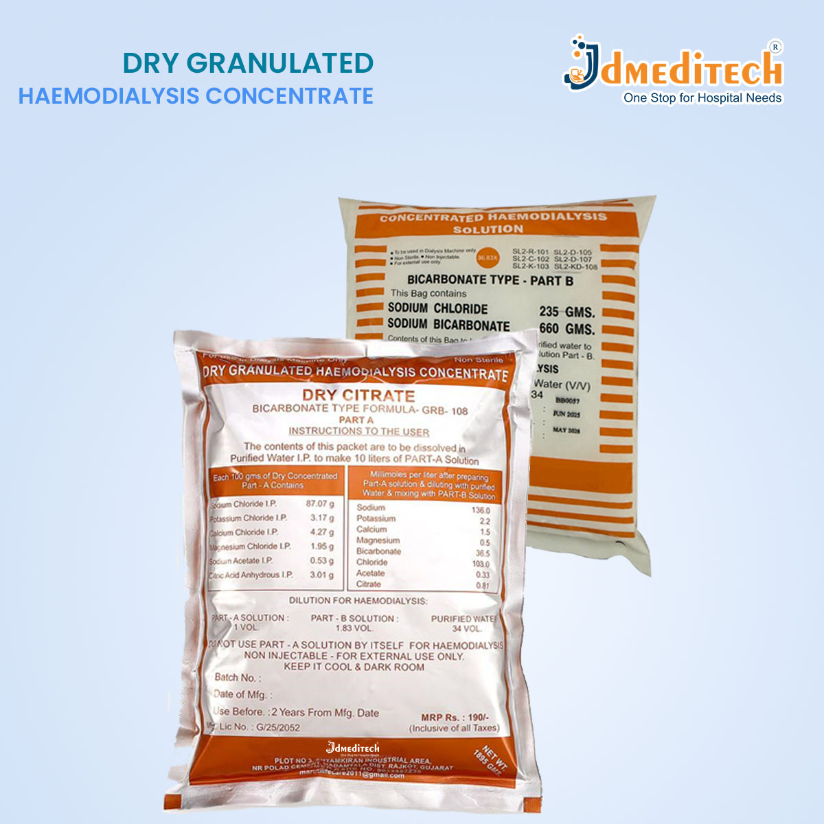 Dry Granulated Haemodialysis Concentrate jdmeditech