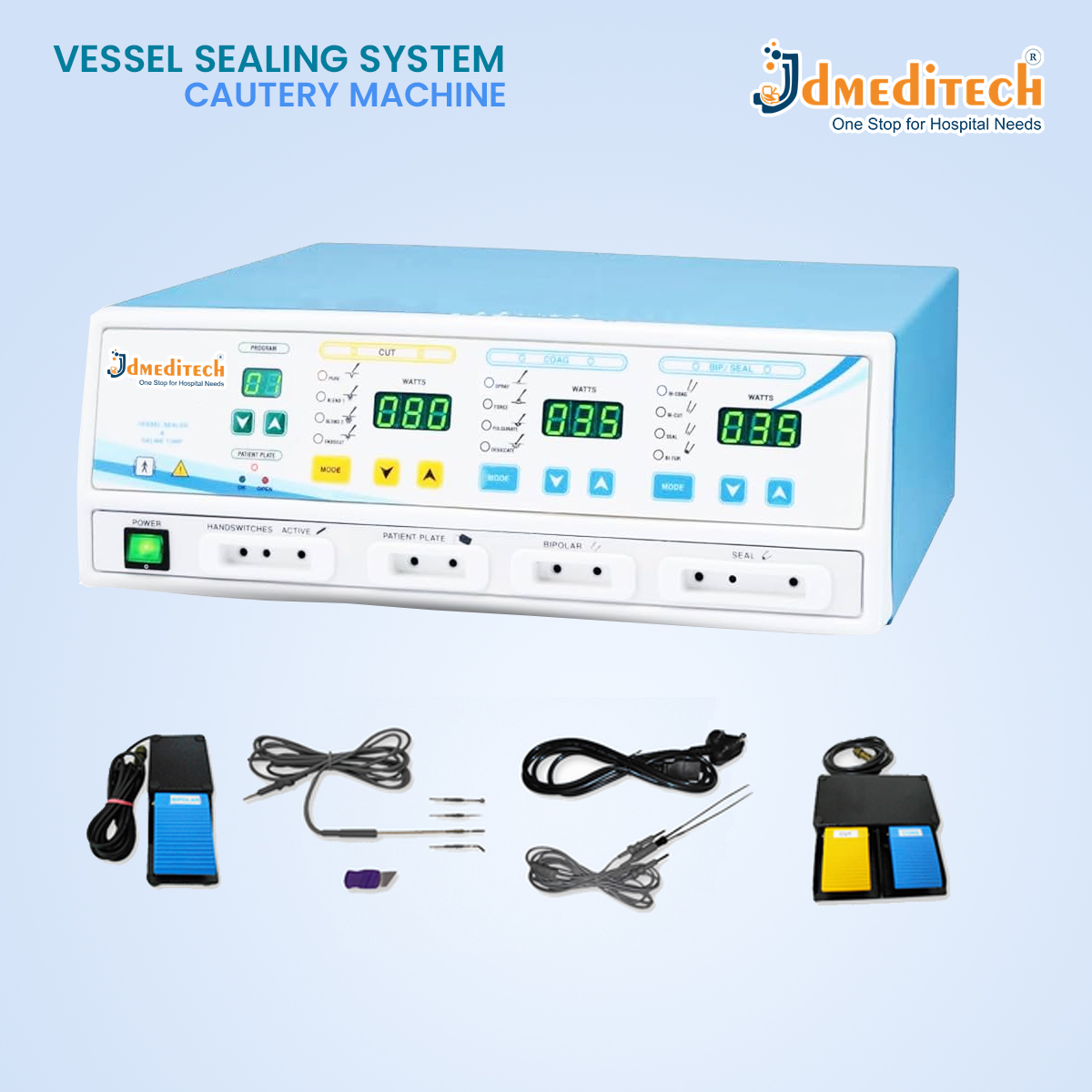 All In One ESU Unit (400 W ESU + Vessel Sealer + Bipolar Saline) jdmeditech
