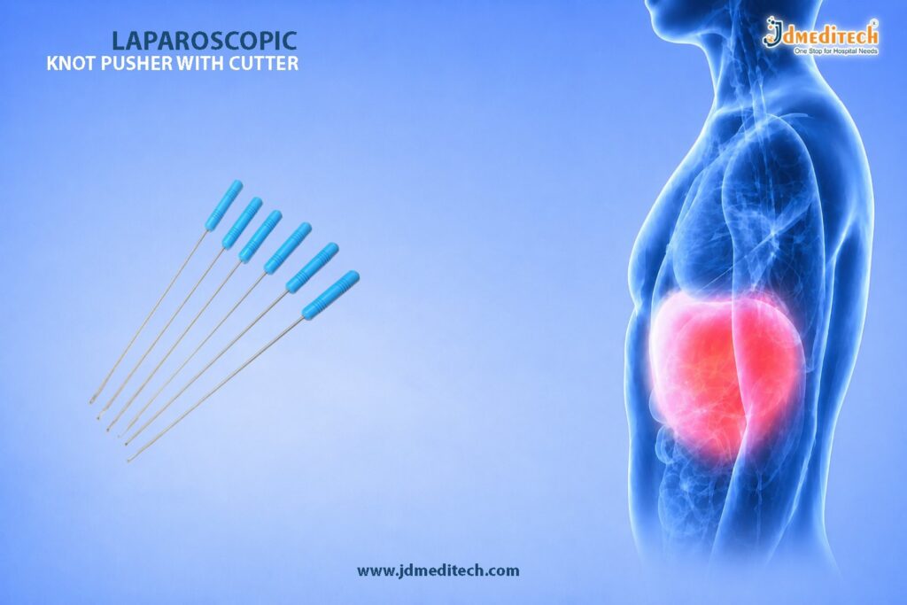 Laparoscopic Knot Pusher with Cutter – Precision Instrument for Secure Knot Placement