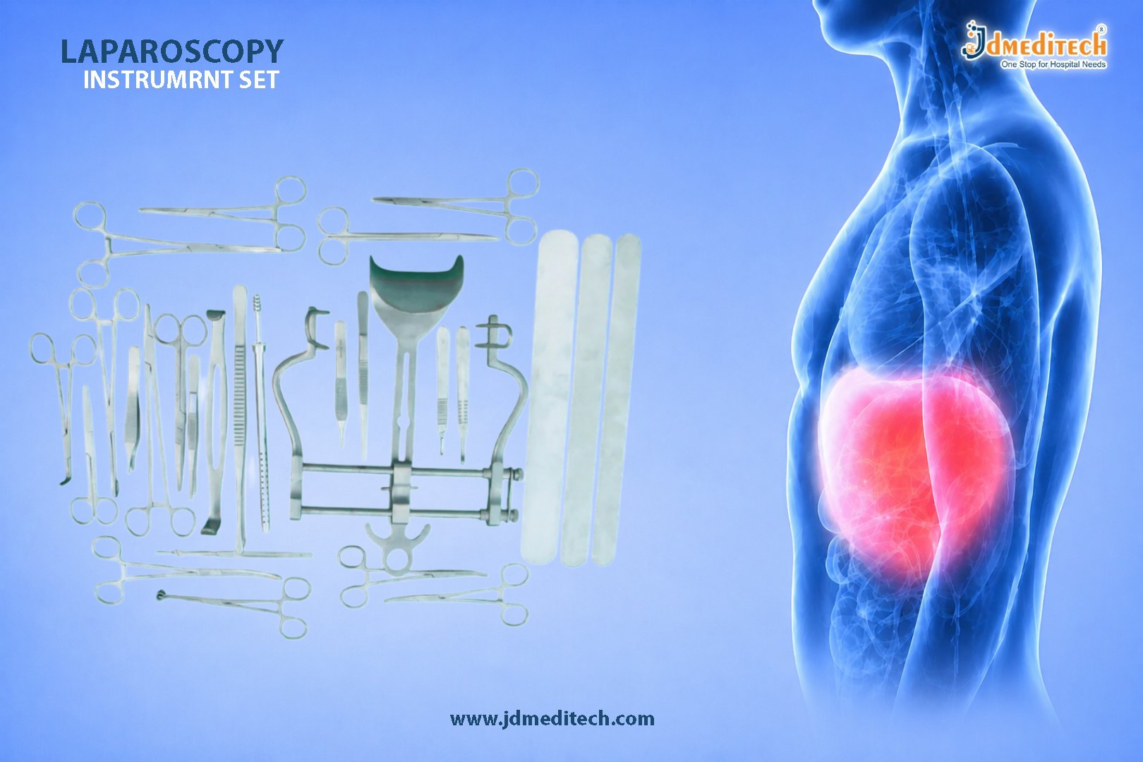 Laparotomy Instrument Set for Open Abdominal Surgery
